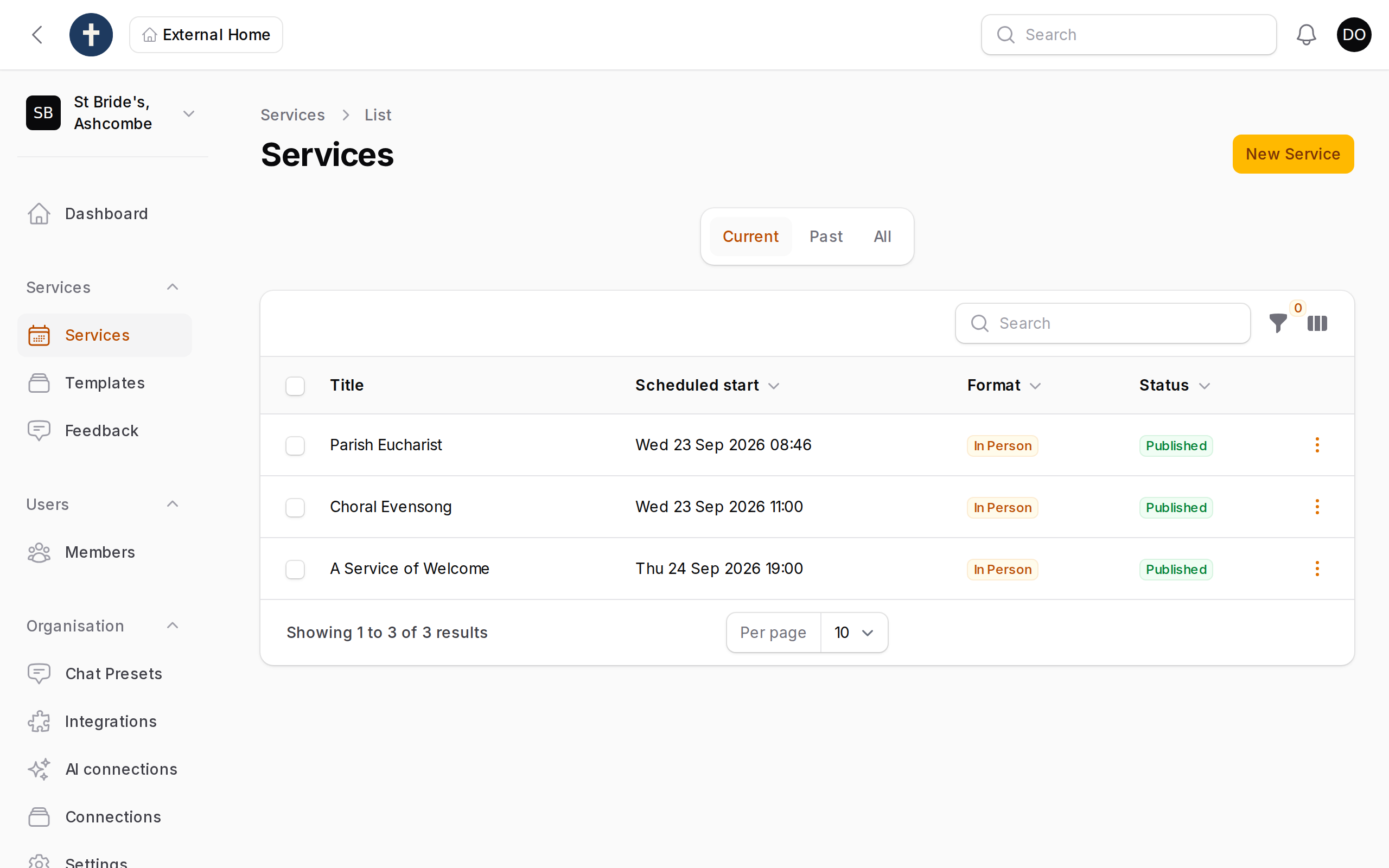 Every service, its schedule and its broadcast state