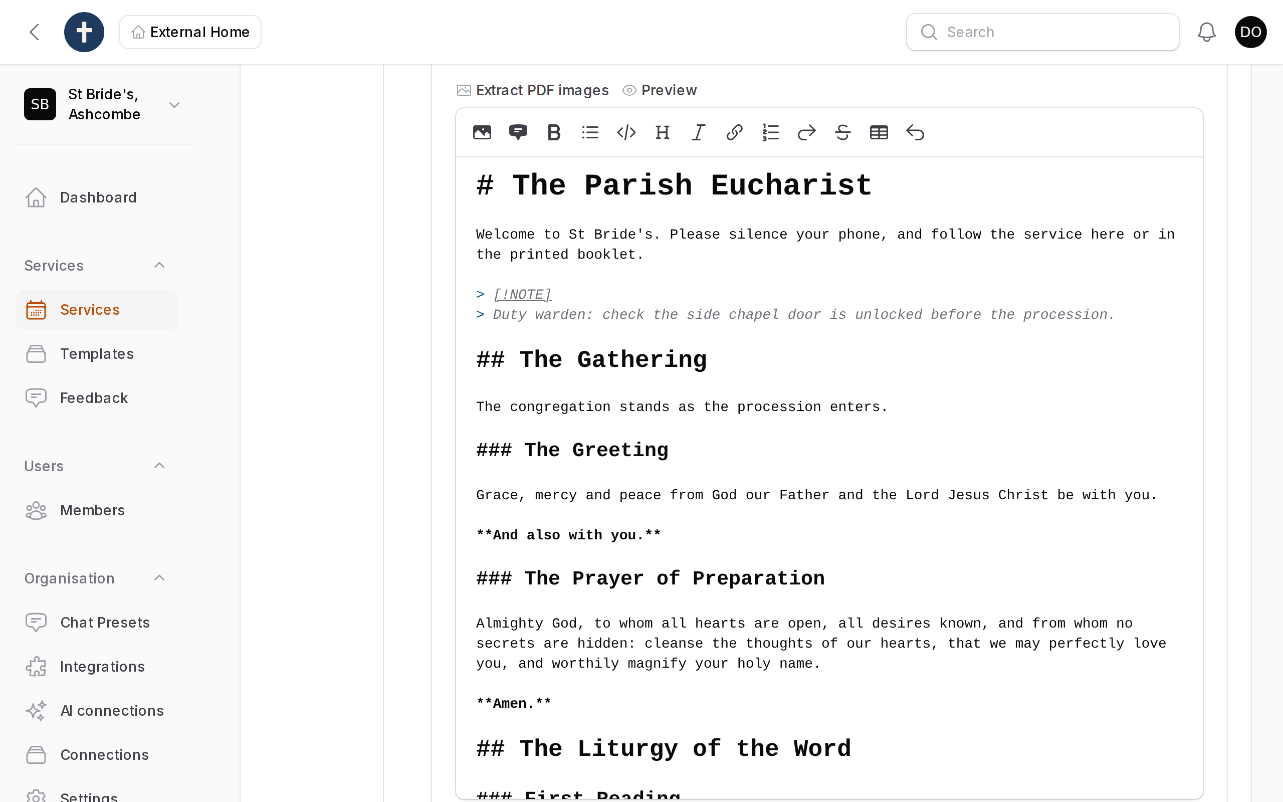The converted text, ready to check before Sunday