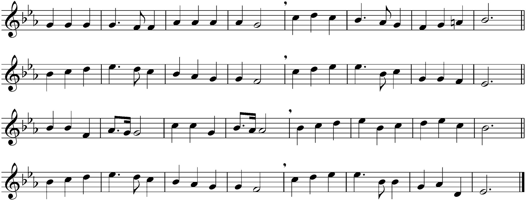 Music notation for the final hymn tune